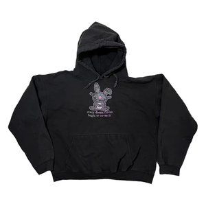 Vintage Happy Bunny Y2K Emo Egirl Goth Hoodie Sweatshirt Women's Small